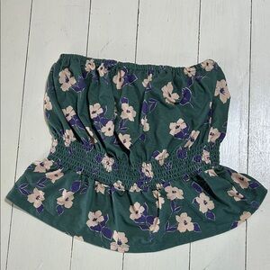 Floral Green Strapless Blouse